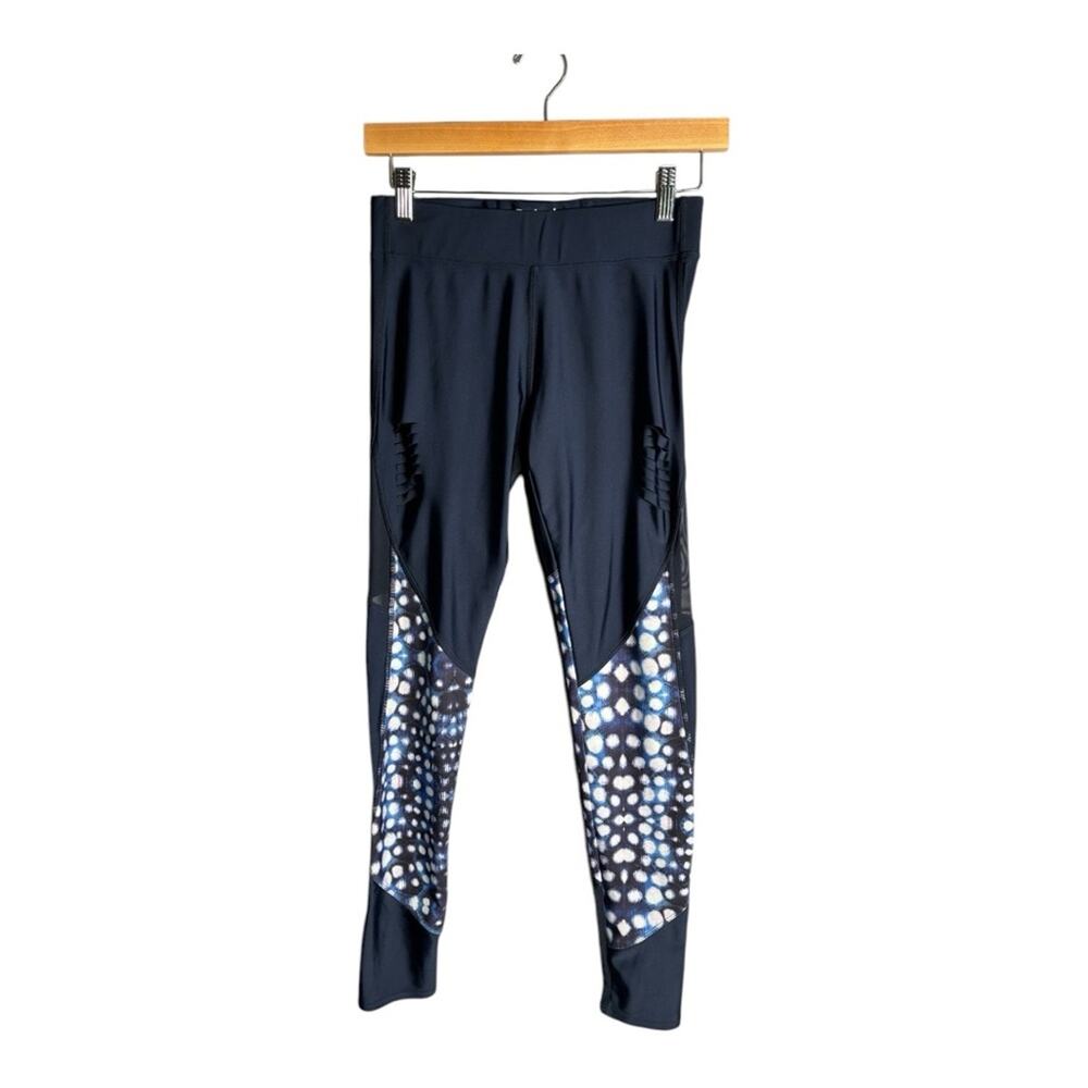 Desigual Blue Printed Leggings Zippers Small
